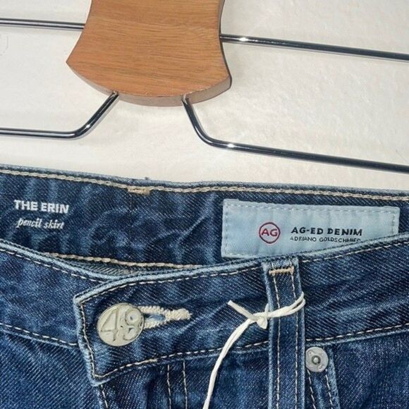 AG Adriano Goldschmied Womens Size 29 Erin Pencil Skirt Denim Step Up Hem Frayed - Picture 5 of 12